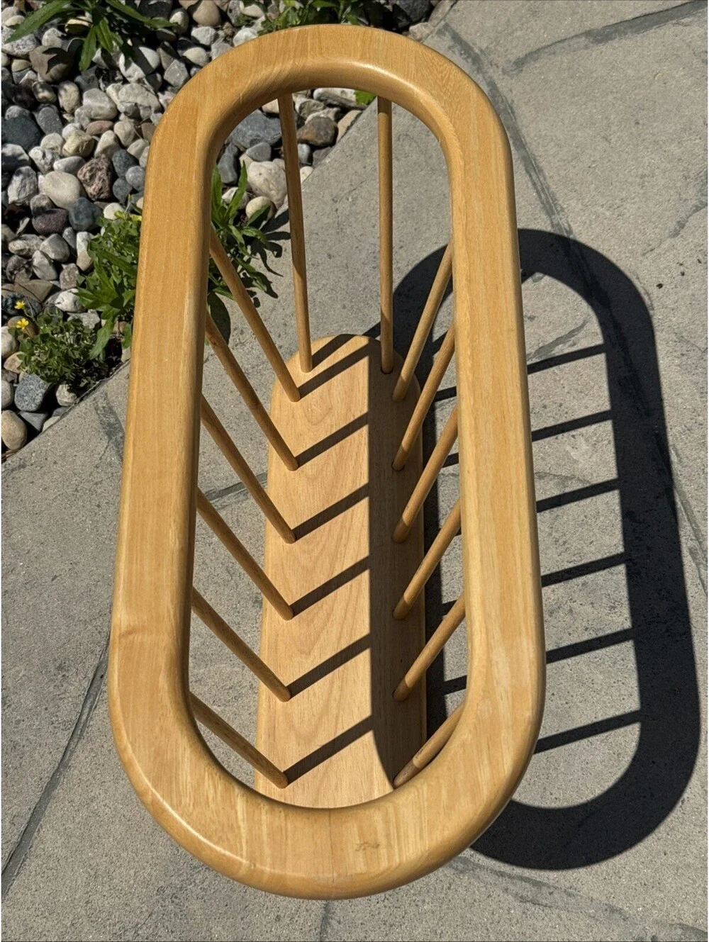 Vintage Dansk Danish MCM Wood Spindle Magazine Rack Record Holder 21-1/2 X 12x9”